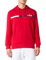 Bluzy męskie - FILA Męska bluza z kapturem Sanford Block Stripes, True Red, S, czerwony (True Red), S - miniaturka - grafika 1