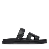 Klapki i japonki męskie - Klapki Tommy Hilfiger Adjustable Premium Lth Sandal FM0FM05773 Czarny - miniaturka - grafika 1
