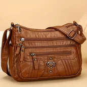 Torebki damskie - TEMU Damska Retro Torba na Ramię z Modnym Designem. Serduszko na Przodzie Dodaje Wizualnego Uroku i Wzmacnia Całość. Wiele Kieszeni na Zamek i - miniaturka - grafika 1