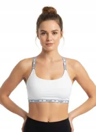 Biustonosze - Guess Biały Sportowy Biustonosz z Logowanymi Ramiączkami S Gna - miniaturka - grafika 1