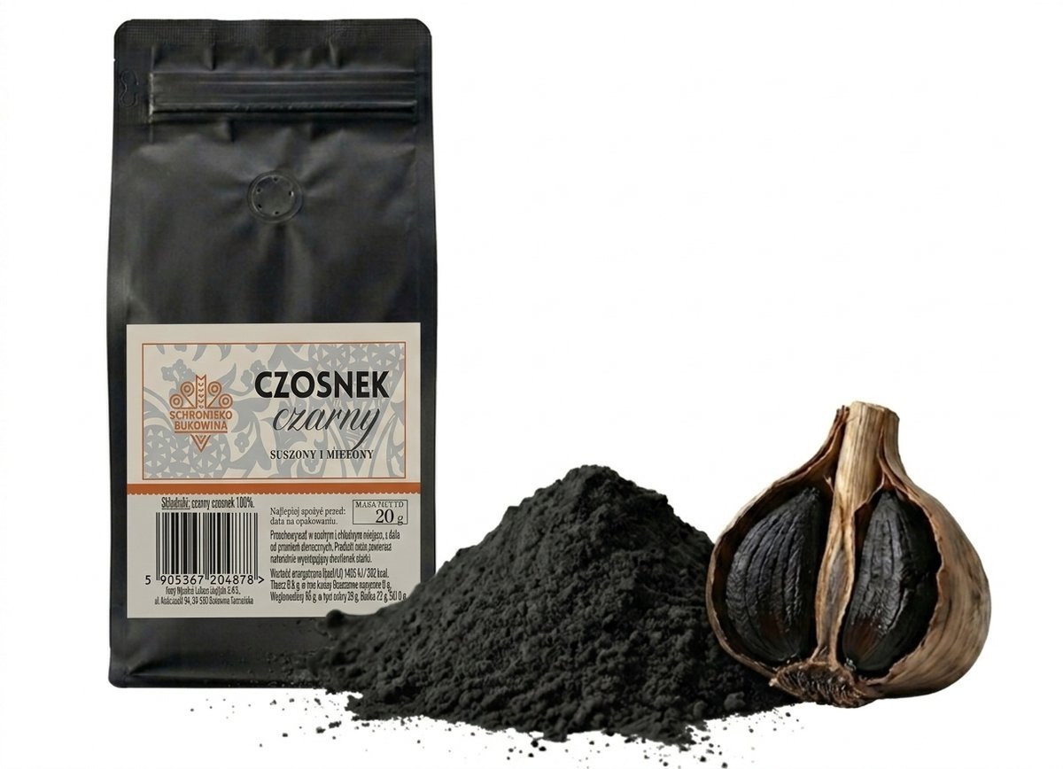 Przyprawa z czarnego czosnku 20g 100% czosnek - Schronisko Bukowina