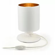 Lampy stojące - Lampka Nocna Stołowa Dekoracyjna Abażur Biały Złot - miniaturka - grafika 1
