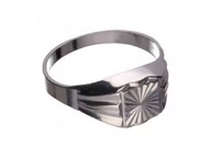 Sygnety - Srebrny pierścionek 925 sygnet kwadrat diamentowany - miniaturka - grafika 1