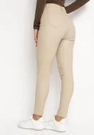 Spodnie damskie - Beżowe Modelujące Spodnie Skinny z Kieszeniami Envoi - miniaturka - grafika 1