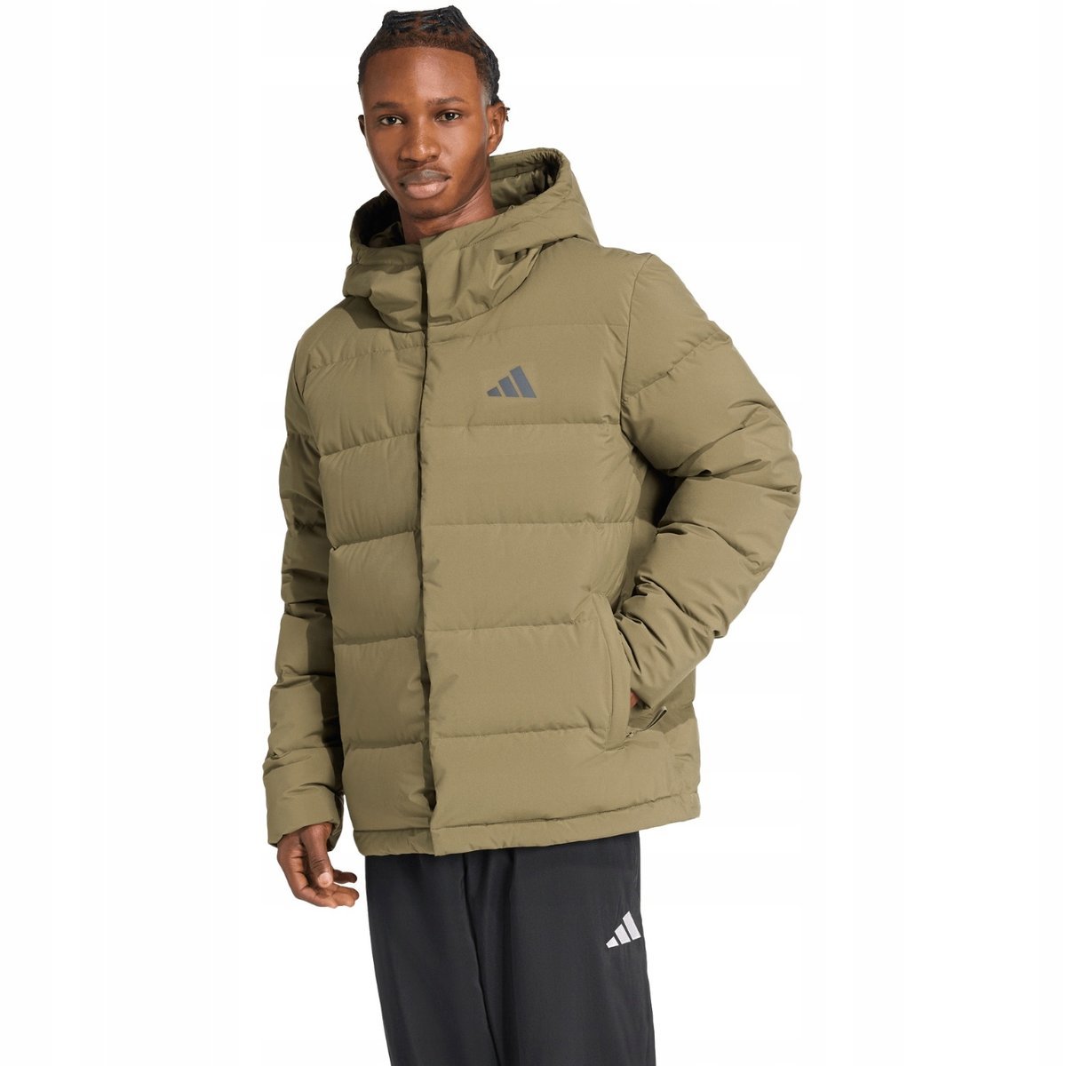 Kurtka męska adidas Helionic Climawarm Hoodie oliwkowa JX0580 M