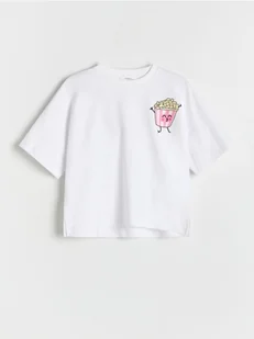 Reserved - Bawełniany t-shirt z nadrukiem - złamana biel - Koszulki dla dziewczynek - miniaturka - grafika 1