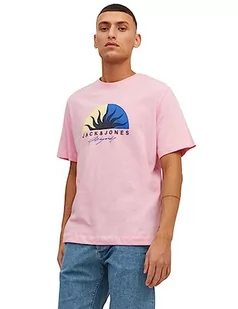 JACK & JONES Męski T-shirt z logo Crew Neck, pryzm Pink, M - Koszulki męskie - miniaturka - grafika 1