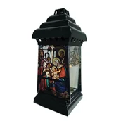 Lampiony i znicze - Znicz szklany kapliczka witraż bożonarodzeniowy 14 x 34,5 cm - miniaturka - grafika 1