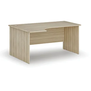 Biurko narożne PRIMO WOOD, 1600 x 1200 mm, lewe, dąb naturalny - Biurka - miniaturka - grafika 1