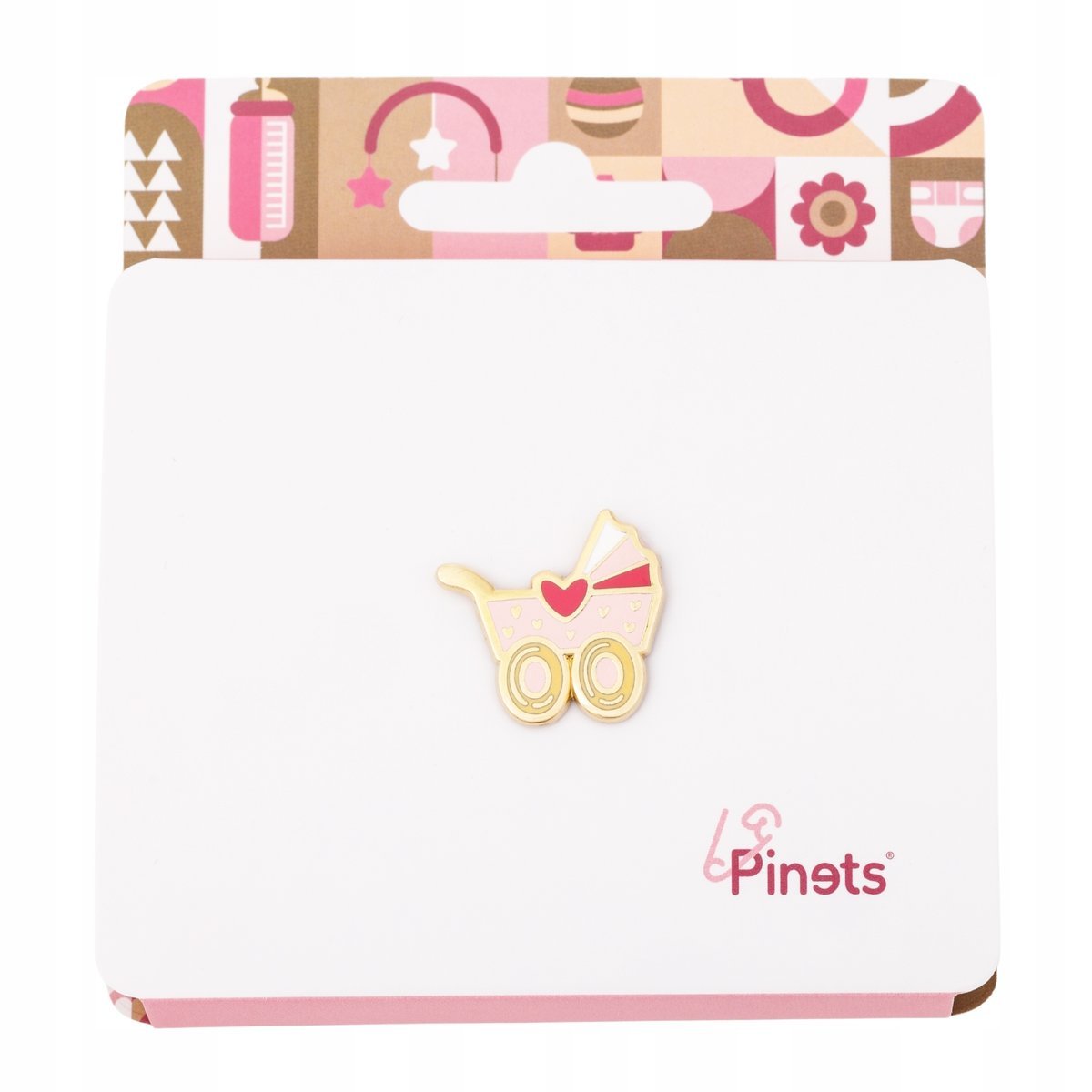 PINETS przypinka WÓZEK dziecięcy na baby shower gender party dziewczynka