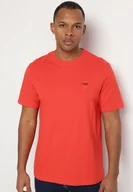 Koszulki męskie - Pomarańczowa Bawełniana Koszulka z Minimalistycznym Nadrukiem Sunavea - miniaturka - grafika 1