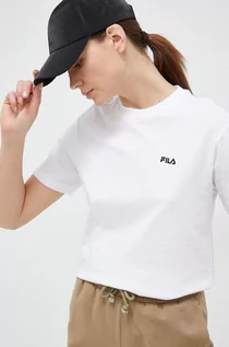 Koszulki sportowe damskie - Fila t-shirt bawełniany kolor biały - grafika 1