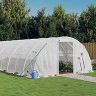 Szklarnie ogrodowe - vidaXL Szklarnia ze stalową ramą, biała, 48 m², 12x4x2 m - miniaturka - grafika 1