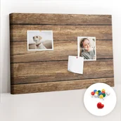 Tablice i flipcharty - Szkolna Tablica korkowa 60x40 cm, Kolorowe Pinezki, wzór Drewniane deski - miniaturka - grafika 1