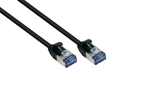 Good Connections Cat. 6A Slim Kabel krosowy - 5 m - U/FTP- 10 Gbit/s i 500 MHz - Przewód miedziany CU - bezhalogenowy LSZH - RNS osłona zatrzaskowa - cienki kabel sieciowy/kabel LAN - czarny