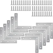 Zawiasy, okucia i inne akcesoria - 10 szt. narożników ze stali nierdzewnej do mocowania mebli, płaska płytka mocująca, łącznik L ze śrubami 80 x 80 mm - miniaturka - grafika 1