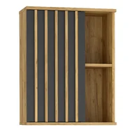 Szafki do salonu - Wisząca Szafka W Stylu Loft Z Czarnymi Lamelami S7-K10 - miniaturka - grafika 1