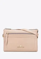 Torebki damskie - Mała listonoszka ze skóry naturalnej o fakturze groszkowej beżowa - miniaturka - grafika 1