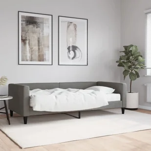 vidaXL Sofa z materacem, ciemnoszara, 90x190 cm, tkanina - Sofy i kanapy - miniaturka - grafika 1