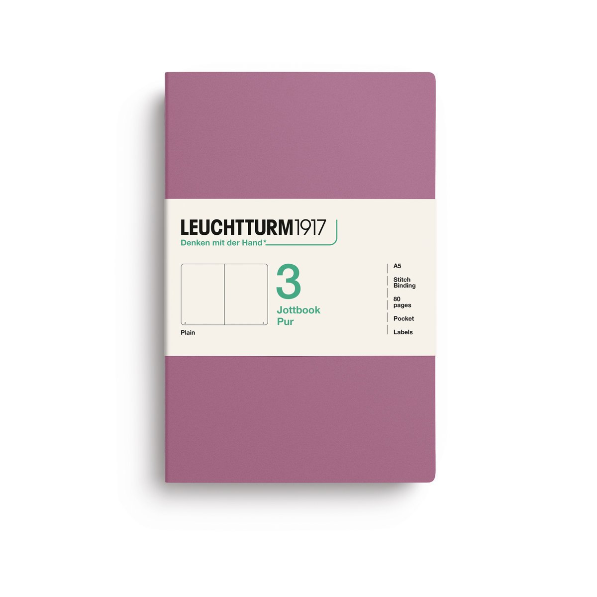 Zestaw 3 zeszytów Leuchtturm1917 Jottbook A5, gładki, Dusty Rose
