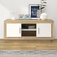 Szafki RTV - Lumarko Szafka pod telewizor, biel i dąb sonoma, 102x35x45 cm - miniaturka - grafika 1