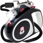 Smycze dla psów - SMYCZ DLA PSA KOTA AUTOMATYCZNA TAŚMA  MOCNA 5M Z BLOKADĄ 15KG LATARKA LED - miniaturka - grafika 1