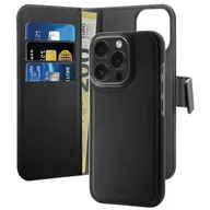 Etui i futerały do telefonów - Puro Wallet Detachable MagSafe 2w1 do iPhone 16 Pro Max Czarny - miniaturka - grafika 1
