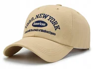 Czapki i chusty sportowe męskie - Czapka z daszkiem bejsbolówka NEW YORK bawełniana BEŻOWA Pako Jeans - miniaturka - grafika 1