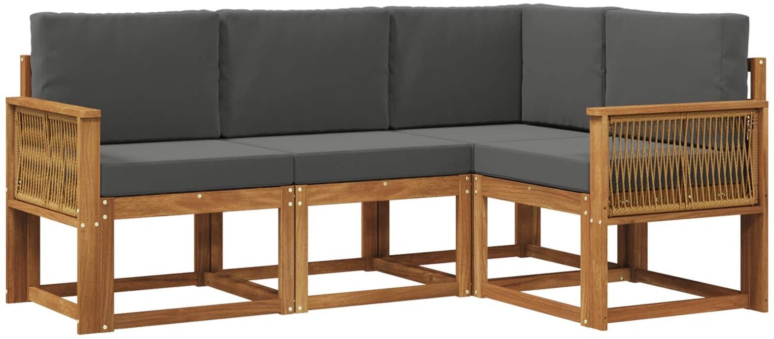 vidaXL Zestaw sof na zewnątrz 4 pcs Naturalny i Antracytowy Poliester