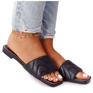 Skórzane Klapki Z Pikowaniem S.Barski 331-42 Czarne - Klapki i japonki damskie - miniaturka - grafika 1