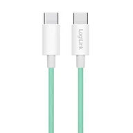 Kable USB - LogiLink USB-C 1.0m w nylonowym oplocie zielony - miniaturka - grafika 1