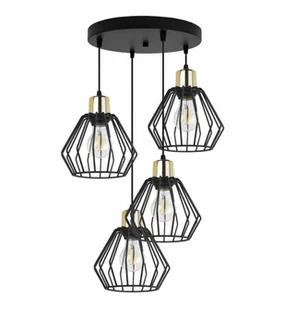 Lampa Wisząca Druciana Czarno Złota Loft Industrialna Light Home - Lampy sufitowe - miniaturka - grafika 1