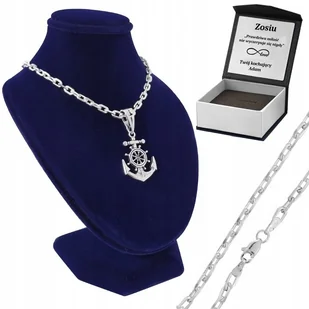 Łańcuszek Srebrny Ankier + Kotwica GRAWER 45 cm - Łańcuszki - miniaturka - grafika 1