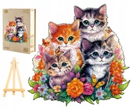 Puzzle - PUZZLE DREWNIANE DUŻE KOTY 300 ELEMENTÓW SŁODKIE KOTKI W DREWNIANYM PUDEŁKU - miniaturka - grafika 1