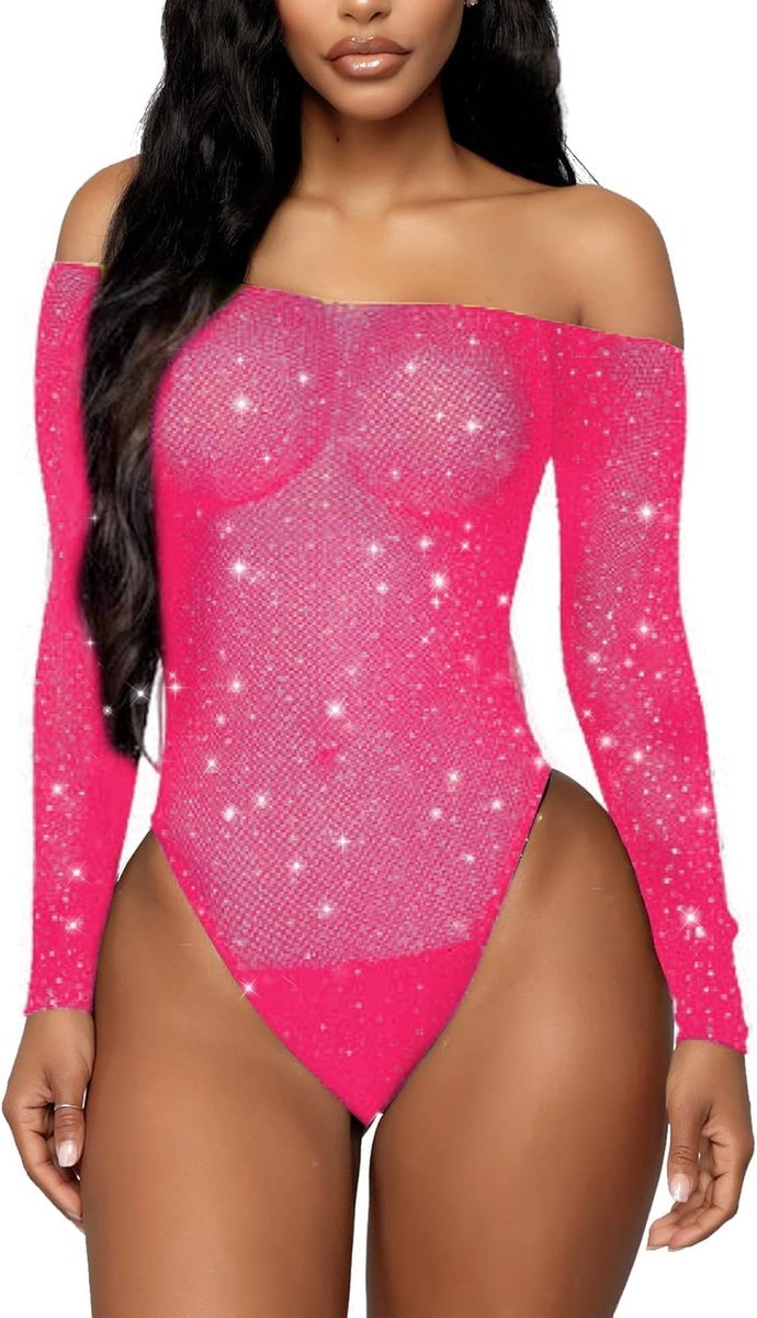 SEKSOWNA BIELIZNA Z SIATKI BODY DAMSKIE SEKSOWNY STRÓJ DLA KOBIET RÓŻOWA