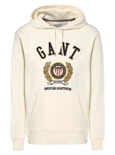 Gant - Męska bluza z kapturem, biały|beżowy - Bluzy męskie - miniaturka - grafika 1