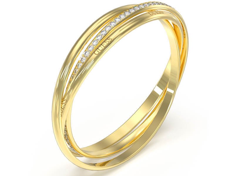 Bransoletki trzy pozłacane GUESS bangle zdobiona cyrkoniami i napisem guess