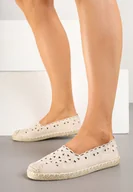 Espadryle damskie - Beżowe Ażurowe Espadryle Vices z Ozdobną Plecionką Arivrae - miniaturka - grafika 1