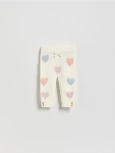 Reserved - Dzianinowe spodnie w serca - złamana biel - Komplety dla niemowląt - miniaturka - grafika 1