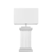 Lampy stojące - Lumina Deco DAVOS elegancka lampa stołowa podstawa szklane rurki proste wykończenie chrom abażur biały E27 - miniaturka - grafika 1