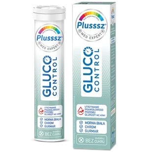 Plusssz Gluco Control, smak bergamotka-trawa cytrynowa, 20 tabletek musujących - Glukometry i akcesoria dla diabetyków - miniaturka - grafika 1