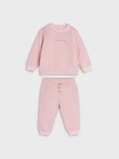 Śpiochy dla niemowląt - Sinsay - Komplet: bluza i spodnie - różowy - grafika 1