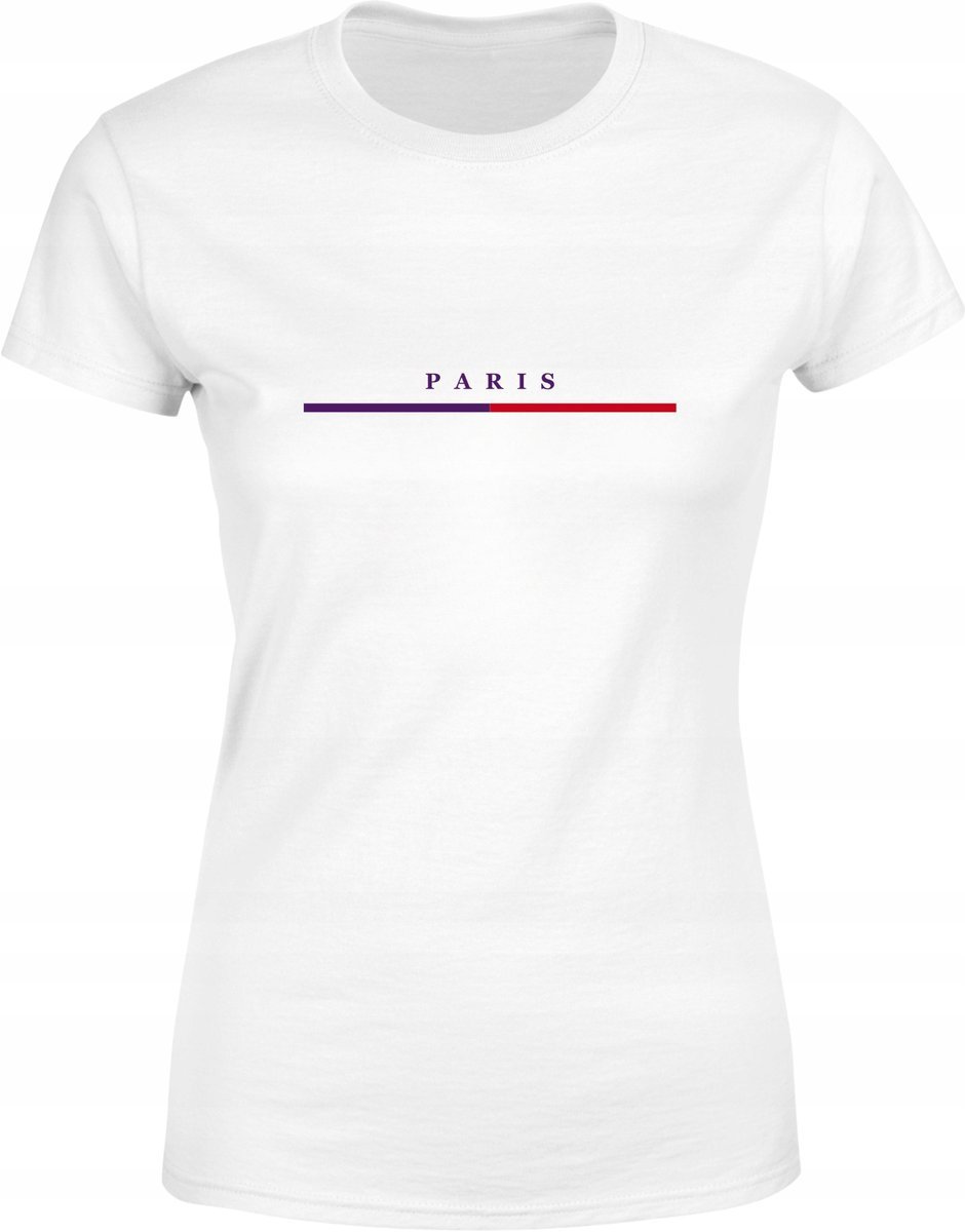 Koszulka damska PARIS elegancki stylowy minimalistyczny wzór T-shirt damski