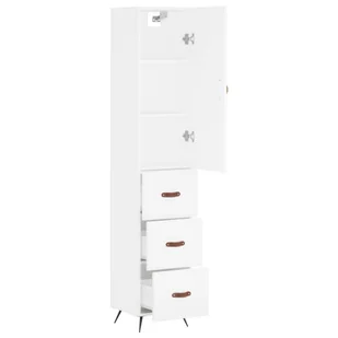 Wysoka szafka, biała, 34,5x34x180 cm, materiał drewnopochodny Lumarko! - Szafki do salonu - miniaturka - grafika 5