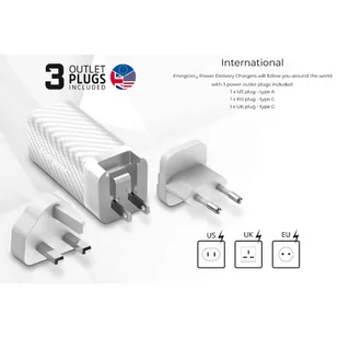 Energizer Ultimate - Ładowarka sieciowa Multiplug EU / UK / US GaN USB-C & USB-A 65W PD (Srebrny) - Ładowarki do telefonów - miniaturka - grafika 3