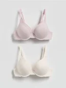 Biustonosze - Reserved - Modulowany biustonosz z fiszbinami 2 pack - pastelowy róż - miniaturka - grafika 1