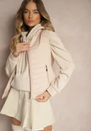 Kamizelki damskie - Beżowa Kamizelka ze Stójką z Pikowaniem i Kieszeniami Valoreth - miniaturka - grafika 1