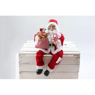 Mikołaj siedzący z workiem i lizakami 45 cm - Ozdoby bożonarodzeniowe - miniaturka - grafika 1