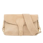 Torebki damskie - Torebka Damska Zamszowa Vera Pelle Imba Beżowa - miniaturka - grafika 1