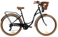 Rowery - Goetze, Rower Miejski Mood 28" Alu NewLine7 Biegów Czarno Brązowy, Kosz - miniaturka - grafika 1